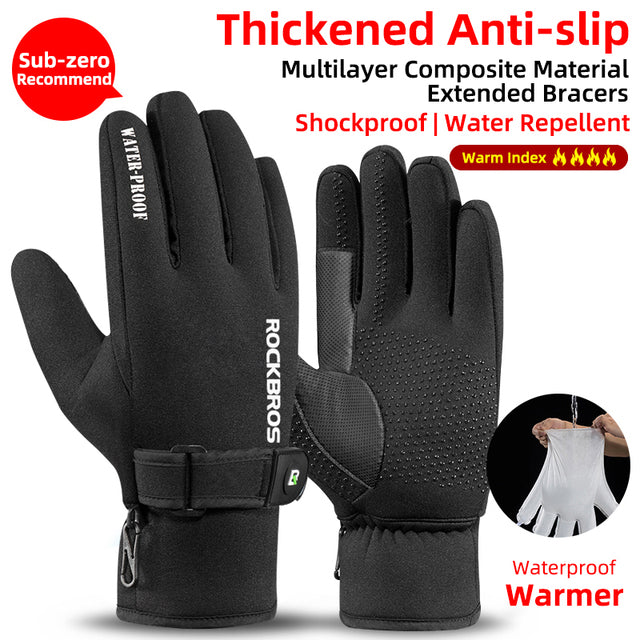 ROCKBROS Thermal Gloves Snowboard Gloves Men Women Winter Snow Bike Gloves