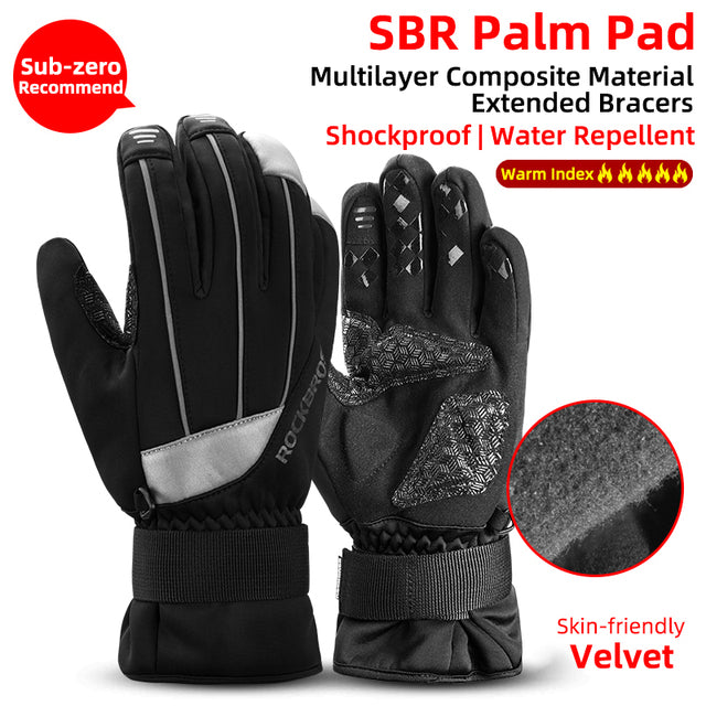 ROCKBROS Thermal Gloves Snowboard Gloves Men Women Winter Snow Bike Gloves
