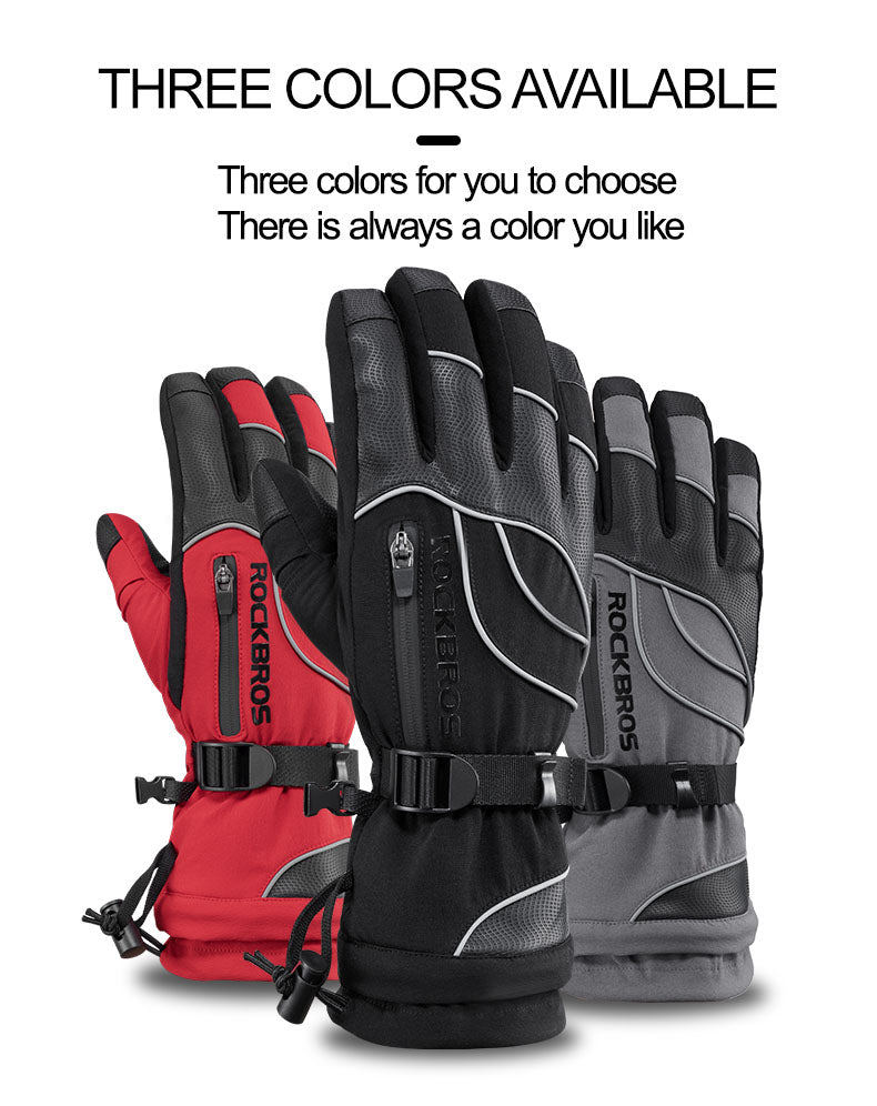 ROCKBROS Thermal Gloves Snowboard Gloves Men Women Winter Snow Bike Gloves