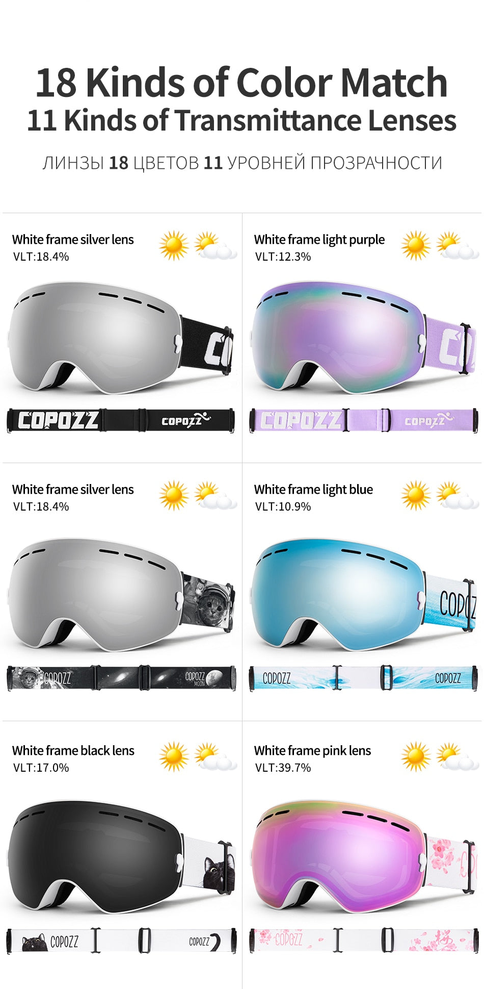 COPOZZ Professional Ski Goggles