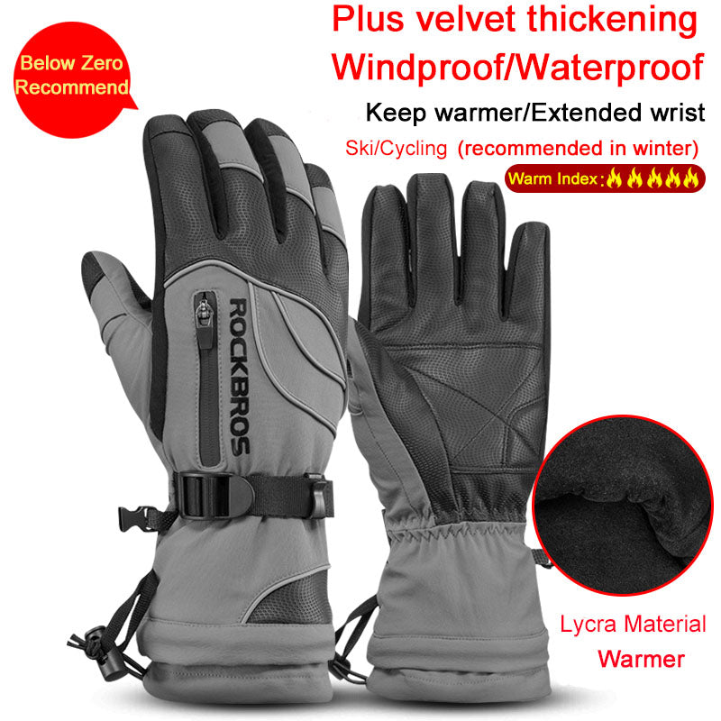 ROCKBROS Thermal Gloves Snowboard Gloves Men Women Winter Snow Bike Gloves