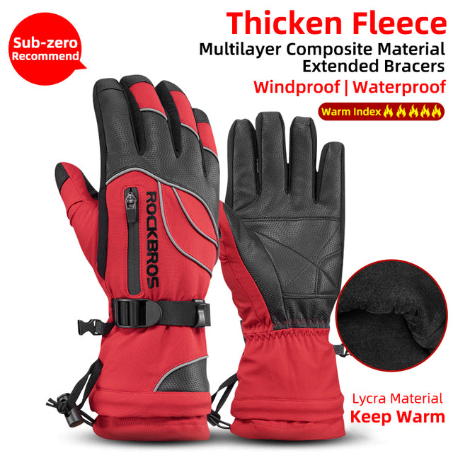 ROCKBROS Thermal Gloves Snowboard Gloves Men Women Winter Snow Bike Gloves